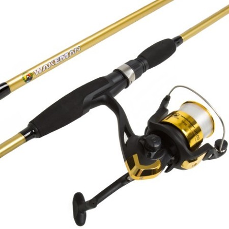 LEISURE SPORTS Fishing Rod and Reel Combo, Spinning Reel Pole, Gear for Bass, Trout Fishing, Gold, Strike Series 914171PJA